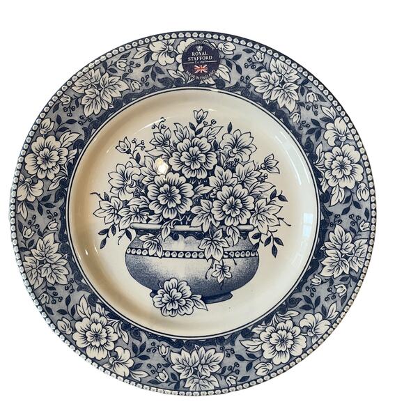 ROYAL STAFFORD Fine Porcelain 11in Dinner Plates Set of 4 Blue White Floral NEW - Picture 8 of 12